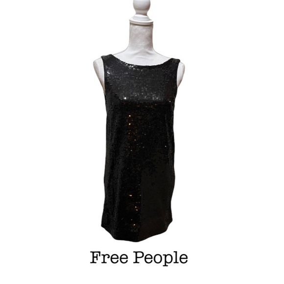 free people sequin tank dress NWOT Free People Womens Sequin Tank Dress Sz S Mini Black Body Con B04